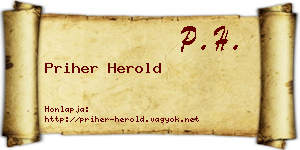 Priher Herold névjegykártya